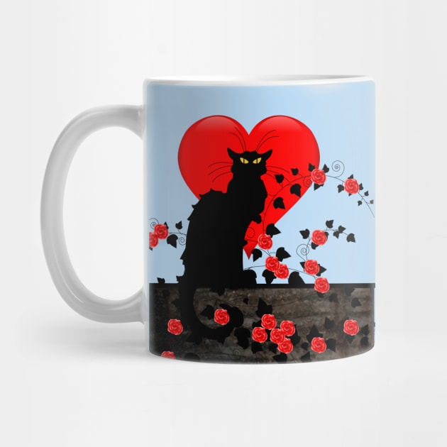 Chat Noir with Red Roses by HolidayBug